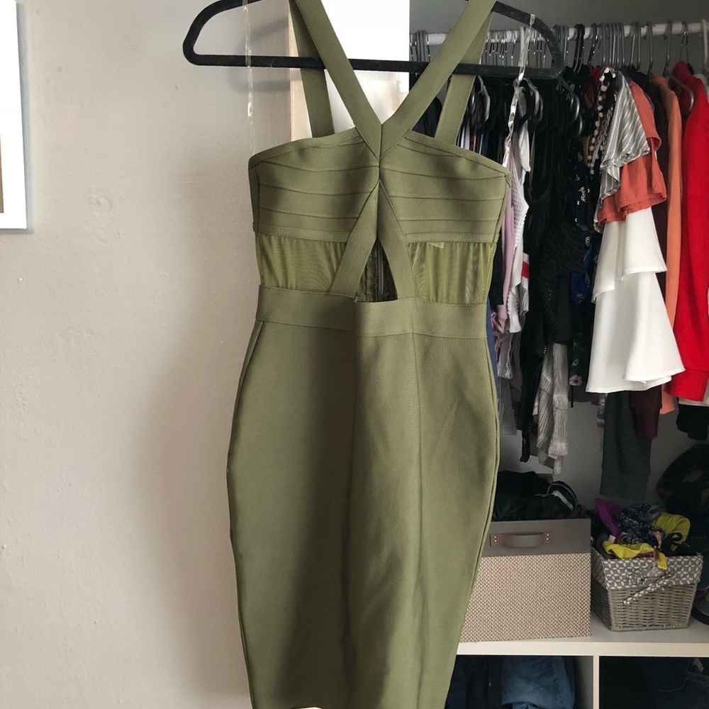 Olive green bodycon dress